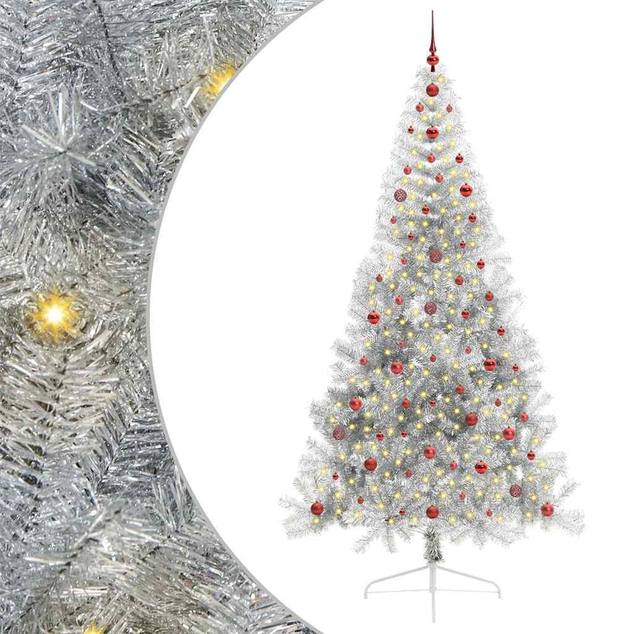 Kunstmatig Voorverlicht Kerstboom met 300 LED Zilver 240 cm PET
