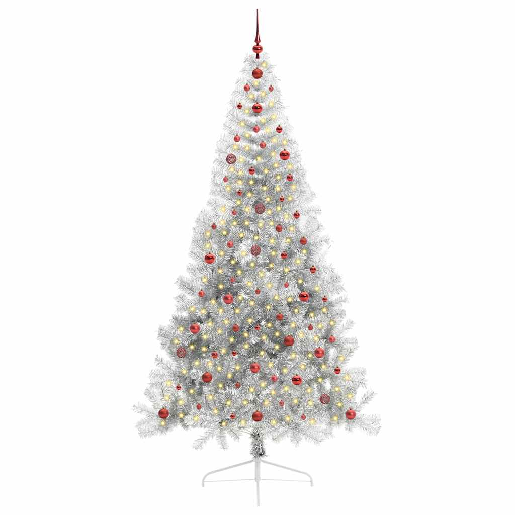 Kunstmatig Voorverlicht Kerstboom met 300 LED Zilver 240 cm PET