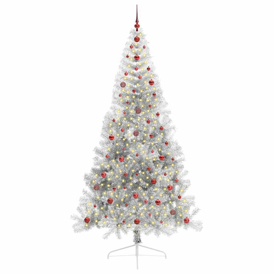 Kunstmatig Voorverlicht Kerstboom met 300 LED Zilver 240 cm PET