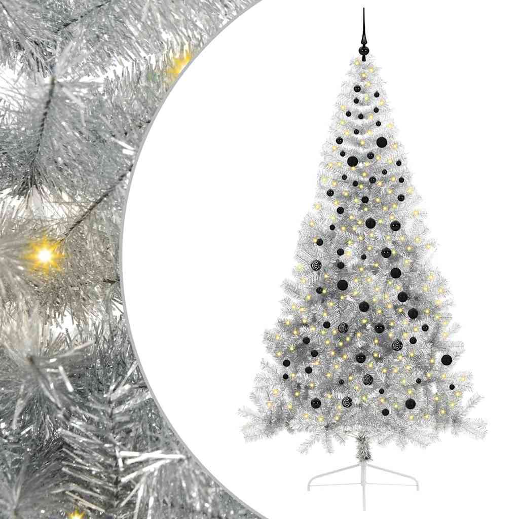 Kunstmatig Voorverlicht Kerstboom met 300 LED Zilver 240 cm PET