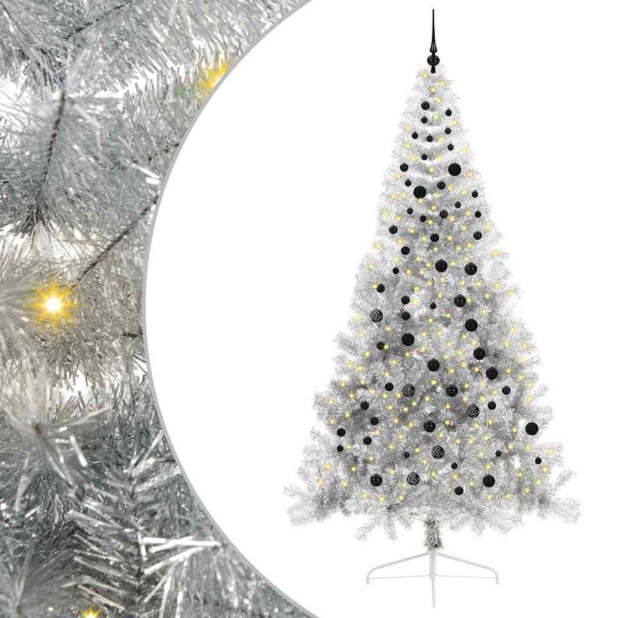 Kunstmatig Voorverlicht Kerstboom met 300 LED Zilver 240 cm PET