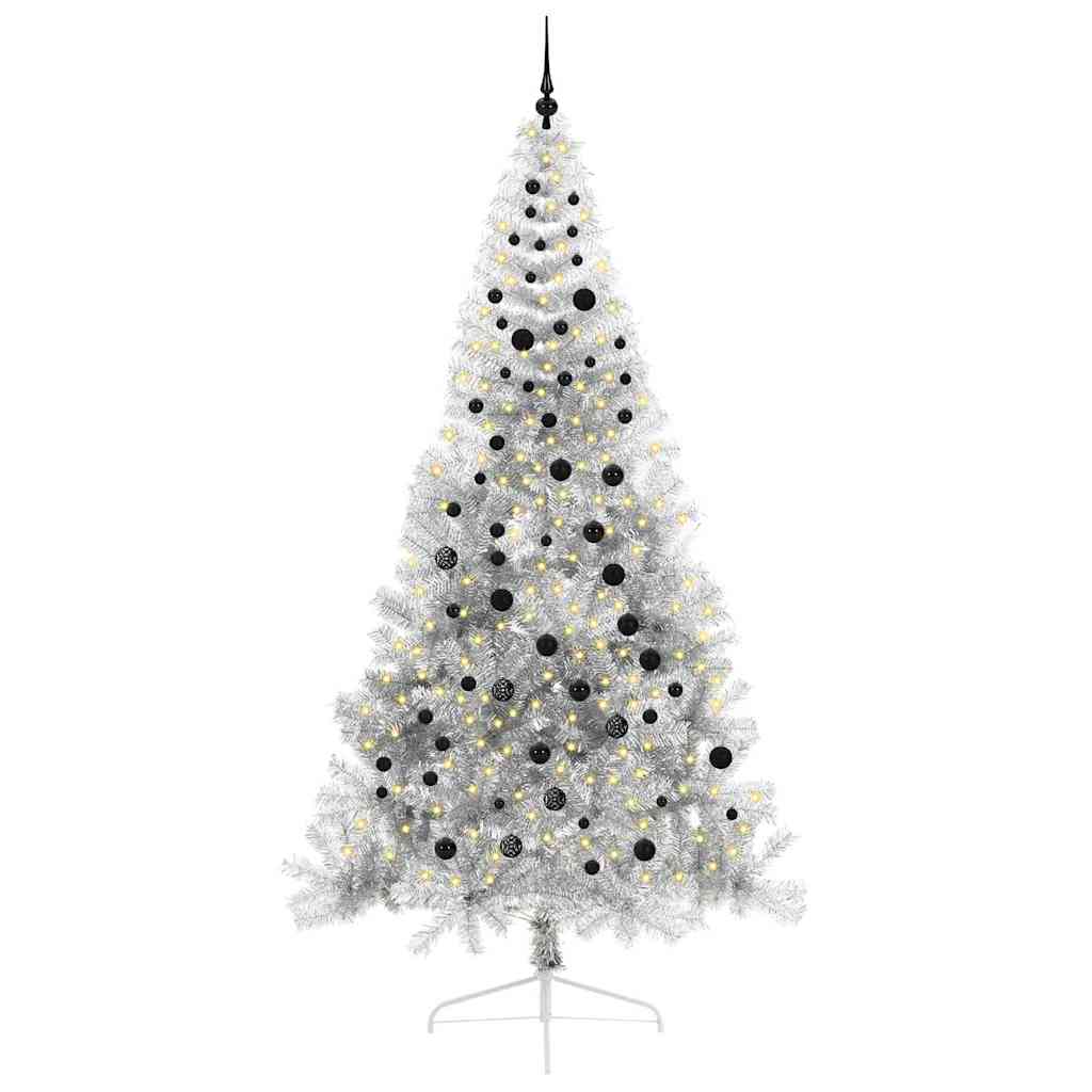 Kunstmatig Voorverlicht Kerstboom met 300 LED Zilver 240 cm PET