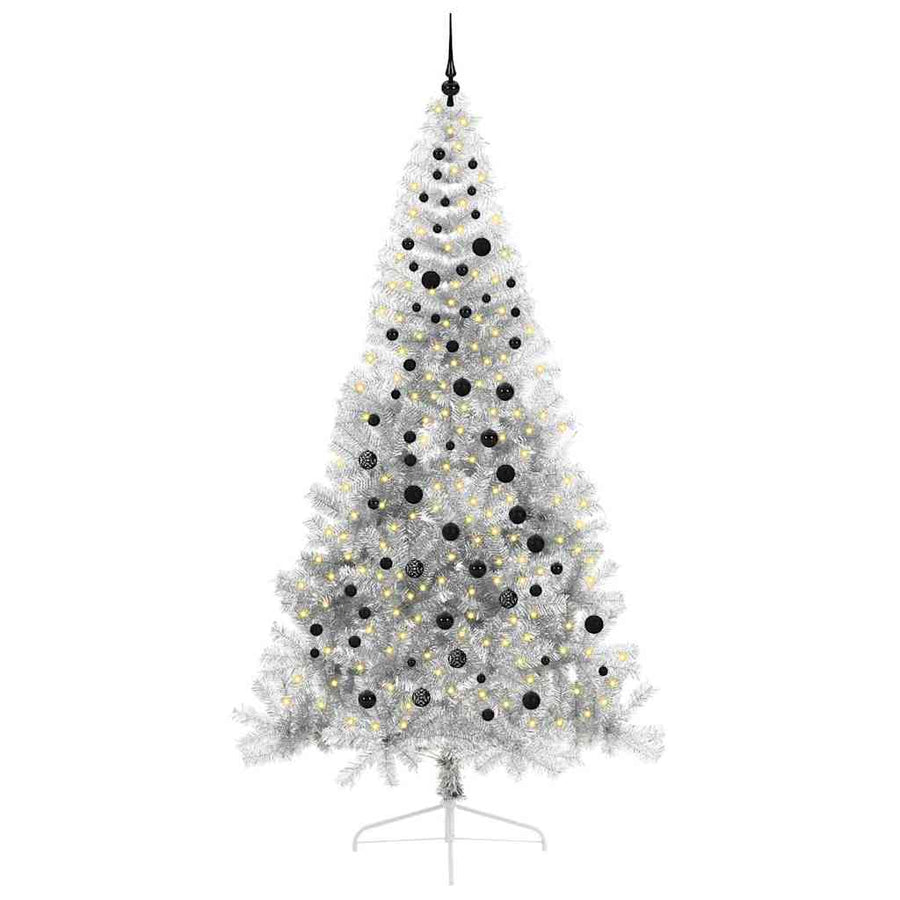 Kunstmatig Voorverlicht Kerstboom met 300 LED Zilver 240 cm PET