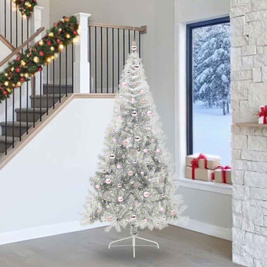 Kunstmatig Voorverlicht Kerstboom met 300 LED Zilver 240 cm PET
