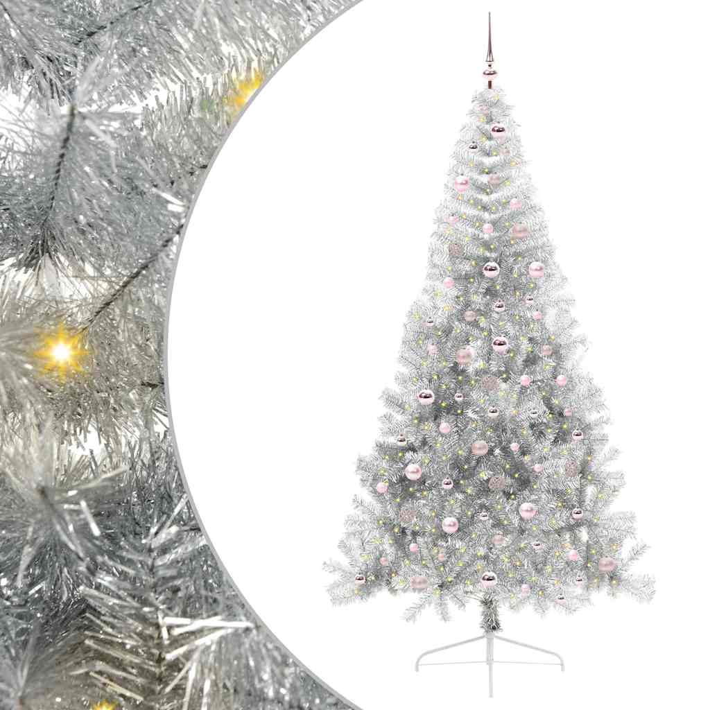 Kunstmatig Voorverlicht Kerstboom met 300 LED Zilver 240 cm PET