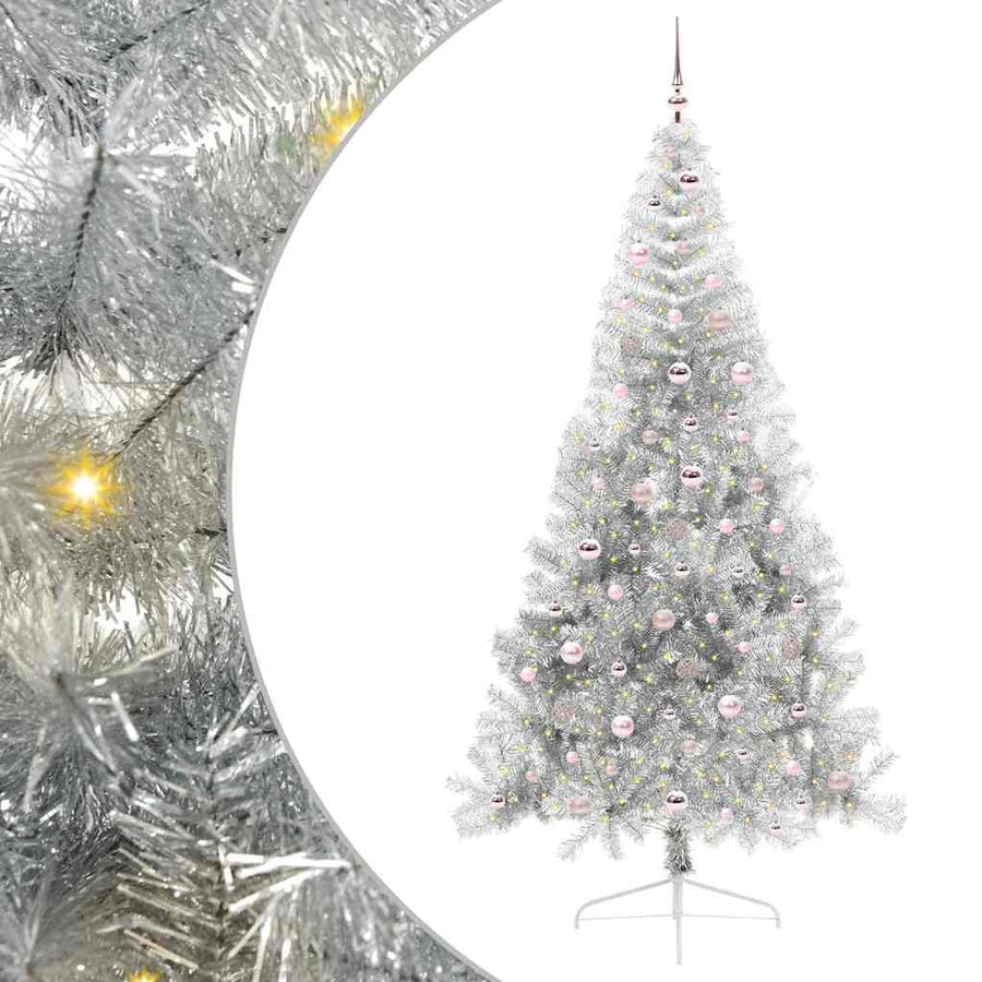 Kunstmatig Voorverlicht Kerstboom met 300 LED Zilver 240 cm PET