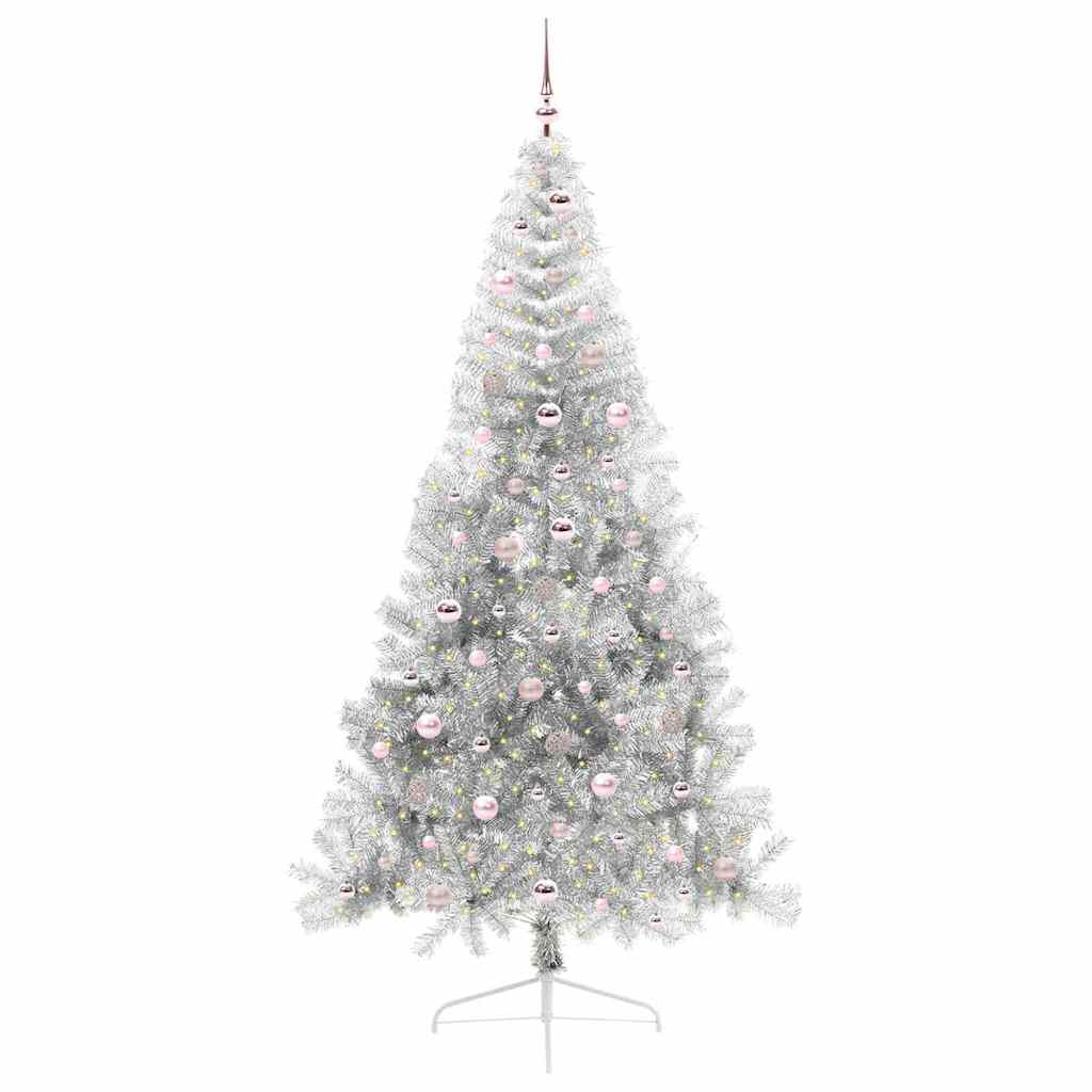 Kunstmatig Voorverlicht Kerstboom met 300 LED Zilver 240 cm PET