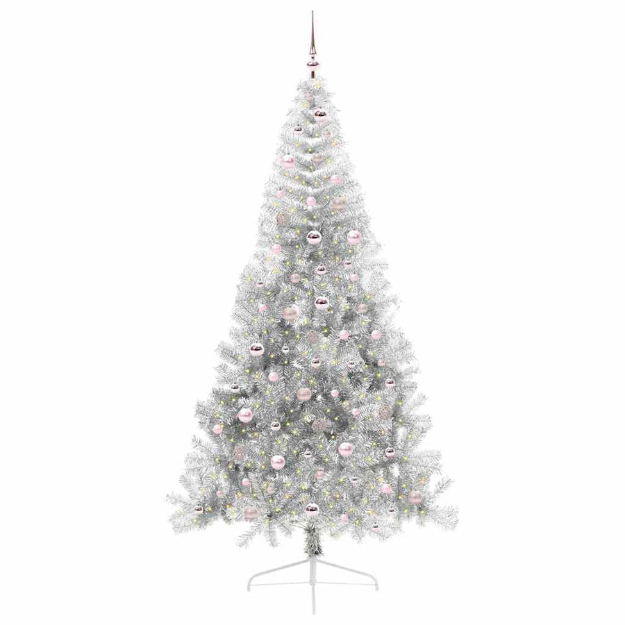 Kunstmatig Voorverlicht Kerstboom met 300 LED Zilver 240 cm PET