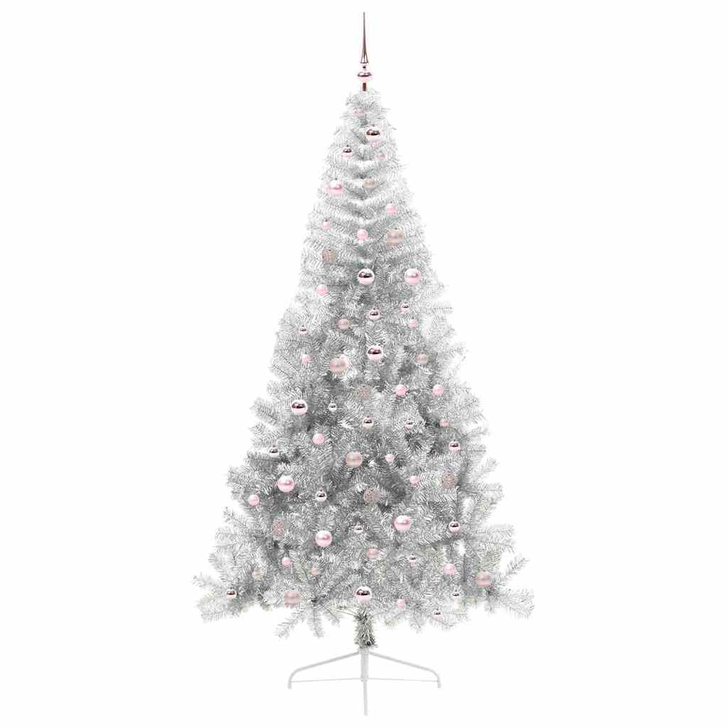 Kunstmatig Voorverlicht Kerstboom met 300 LED Zilver 240 cm PET