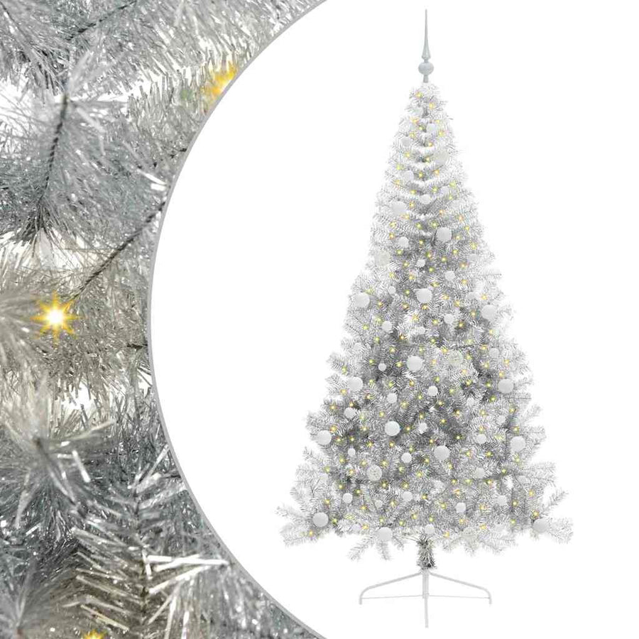 Kunstmatig Voorverlicht Kerstboom met 300 LED Zilver 240 cm PET