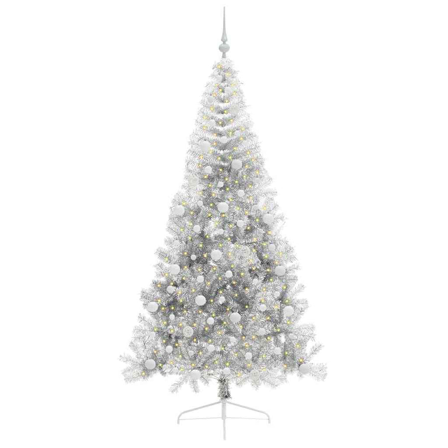 Kunstmatig Voorverlicht Kerstboom met 300 LED Zilver 240 cm PET
