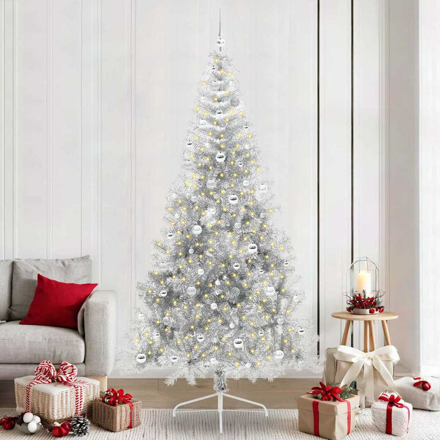 Kunstmatig Voorverlicht Kerstboom met 300 LED Zilver 240 cm PET