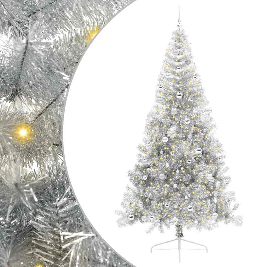 Kunstmatig Voorverlicht Kerstboom met 300 LED Zilver 240 cm PET