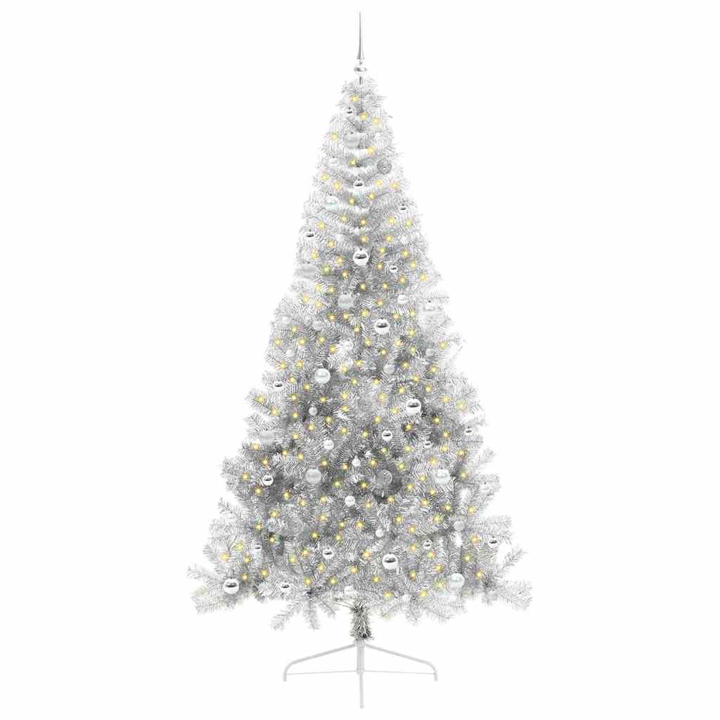 Kunstmatig Voorverlicht Kerstboom met 300 LED Zilver 240 cm PET
