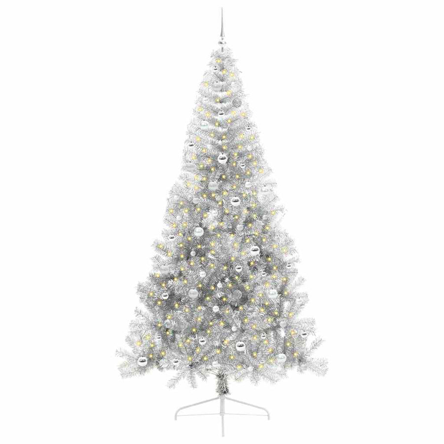 Kunstmatig Voorverlicht Kerstboom met 300 LED Zilver 240 cm PET