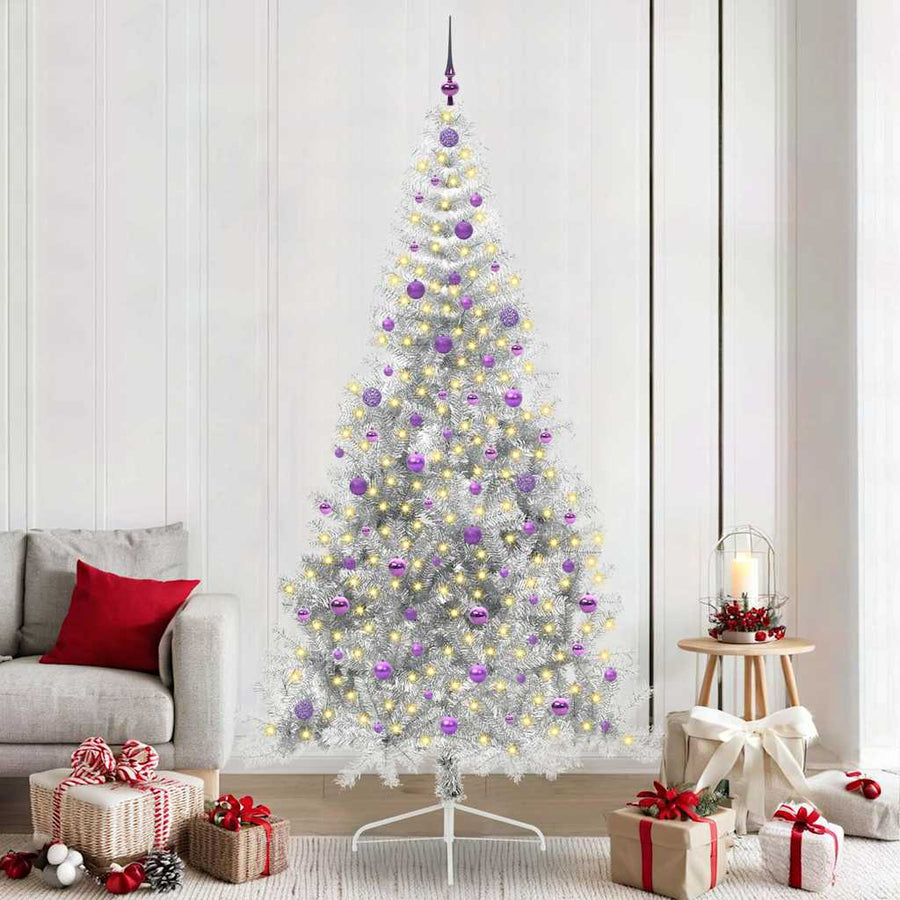 Kunstmatig Voorverlicht Kerstboom met 300 LED Zilver 240 cm PET