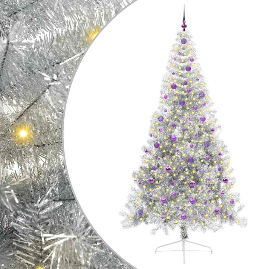Kunstmatig Voorverlicht Kerstboom met 300 LED Zilver 240 cm PET