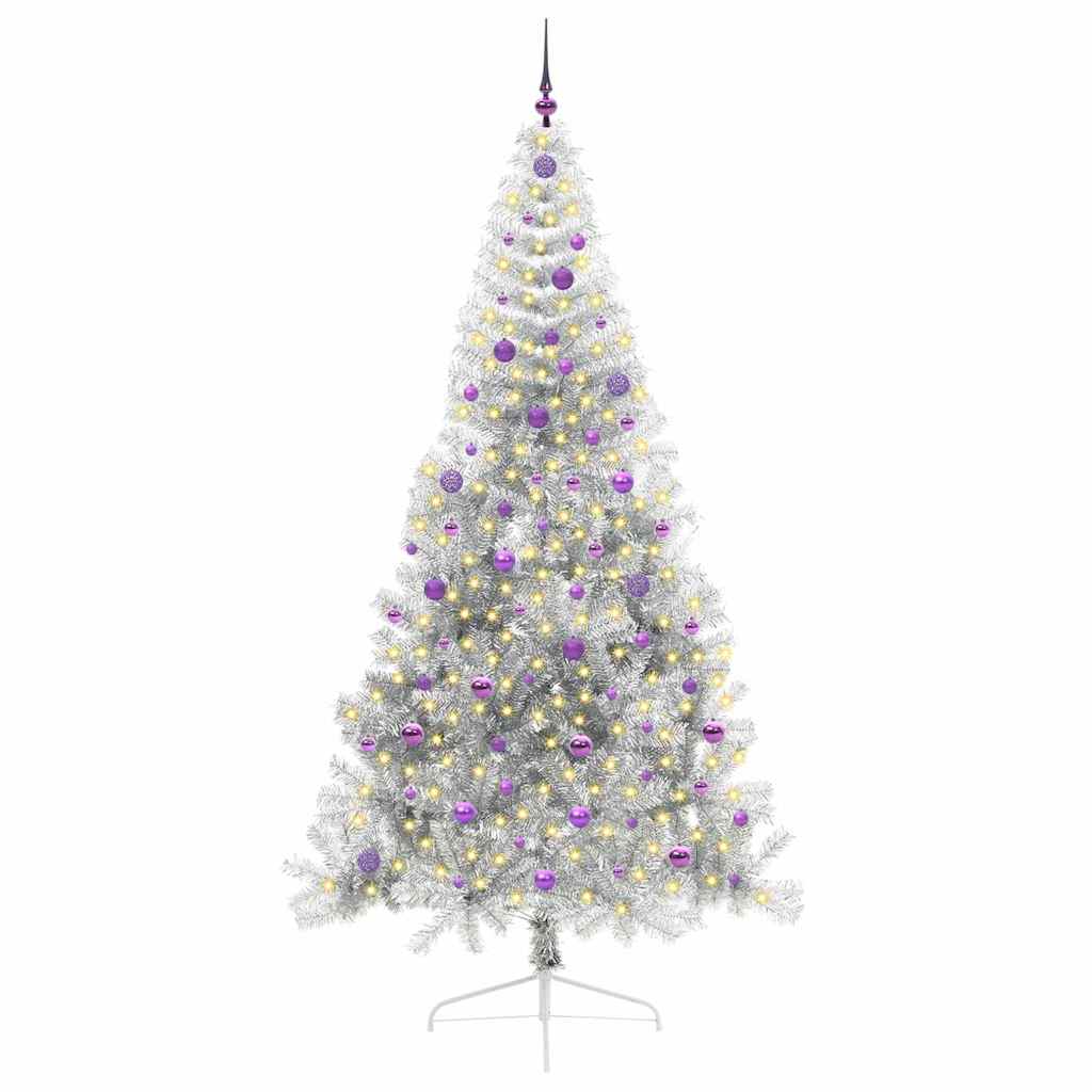 Kunstmatig Voorverlicht Kerstboom met 300 LED Zilver 240 cm PET