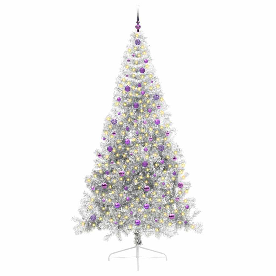 Kunstmatig Voorverlicht Kerstboom met 300 LED Zilver 240 cm PET