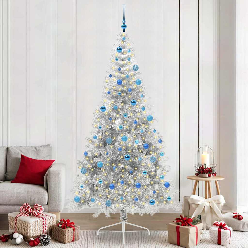 Kunstmatig Voorverlicht Kerstboom met 300 LED Zilver 240 cm PET