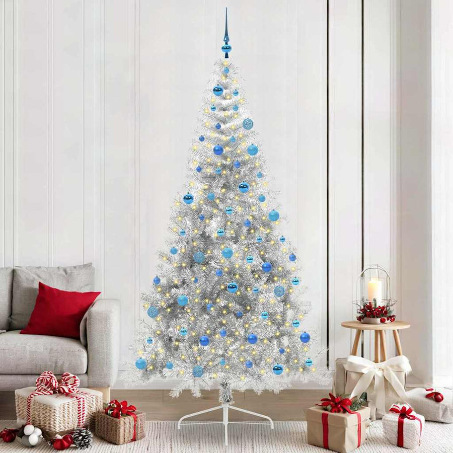 Kunstmatig Voorverlicht Kerstboom met 300 LED Zilver 240 cm PET