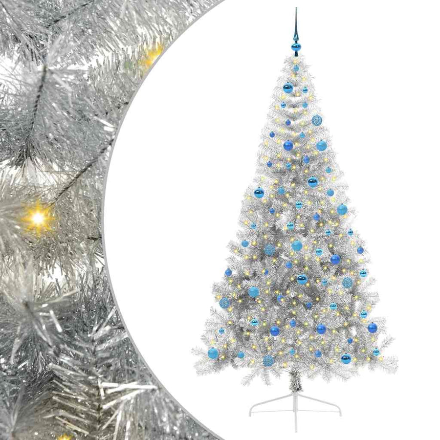 Kunstmatig Voorverlicht Kerstboom met 300 LED Zilver 240 cm PET