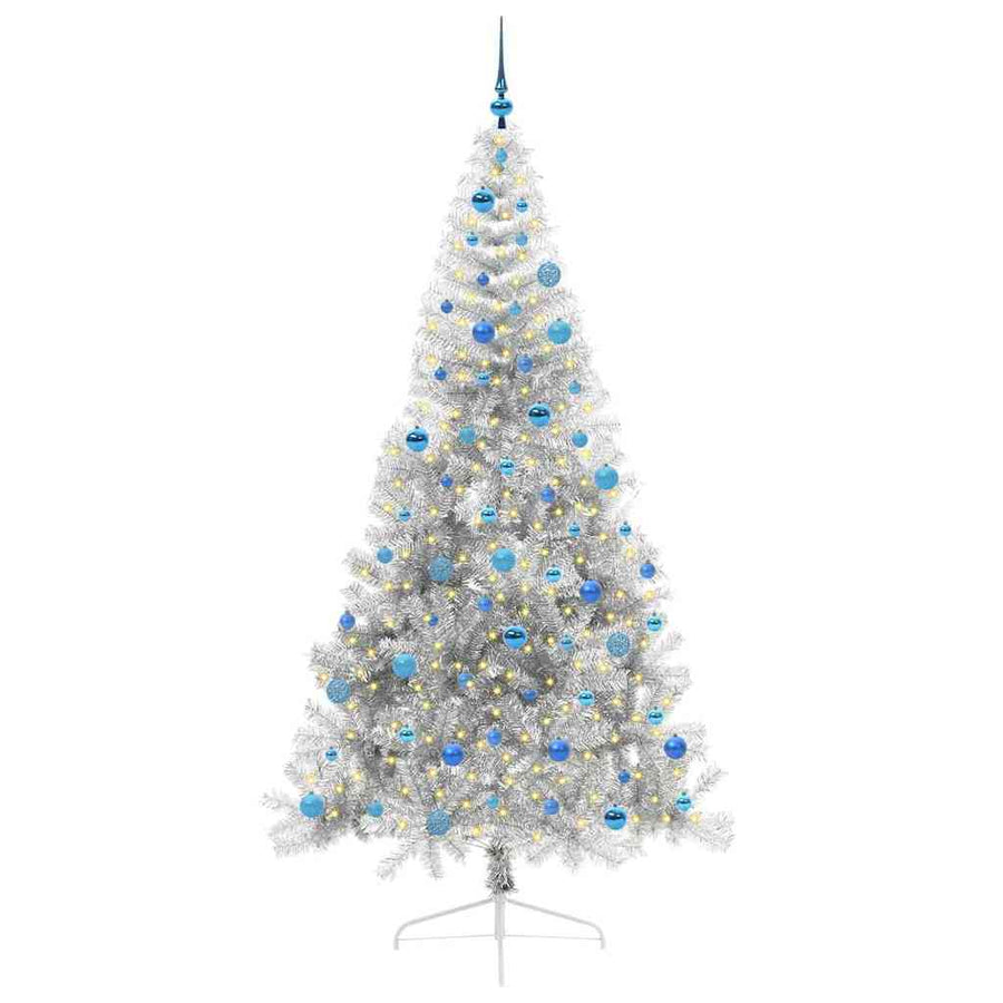 Kunstmatig Voorverlicht Kerstboom met 300 LED Zilver 240 cm PET