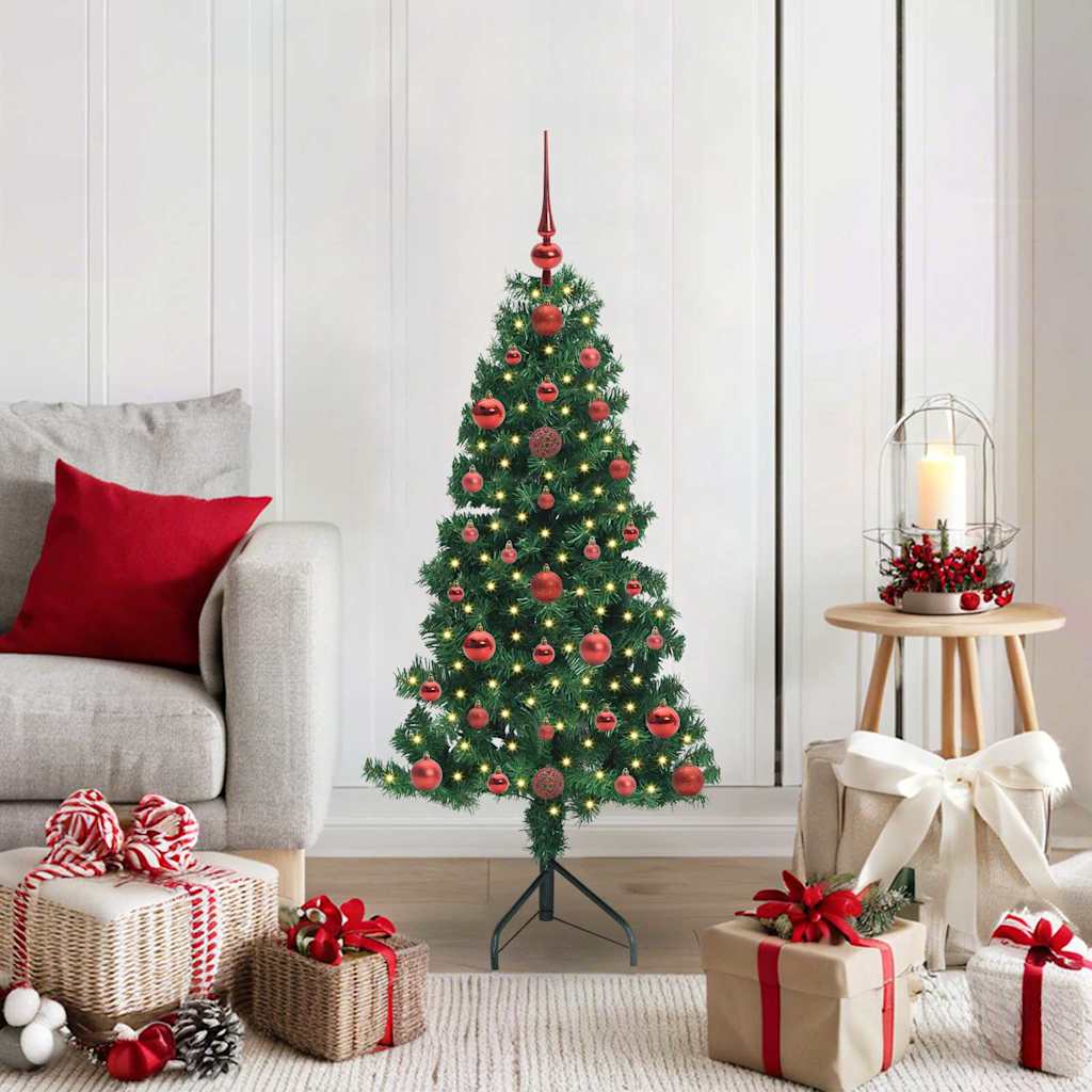 Hoek Kunstkerstboom met 150 LED Groen 120 cm PVC en Metaal