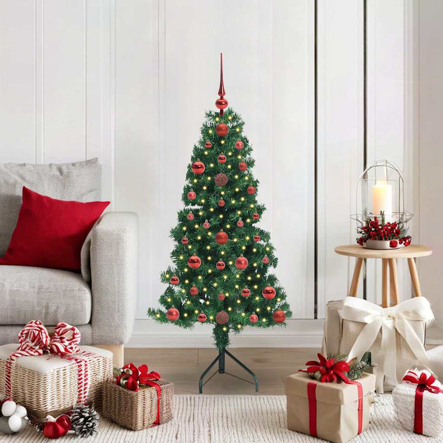 Hoek Kunstkerstboom met 150 LED Groen 120 cm PVC en Metaal