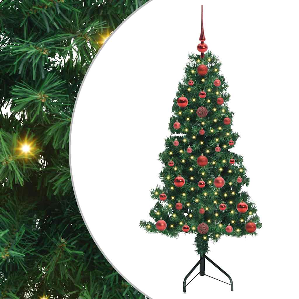 Hoek Kunstkerstboom met 150 LED Groen 120 cm PVC en Metaal