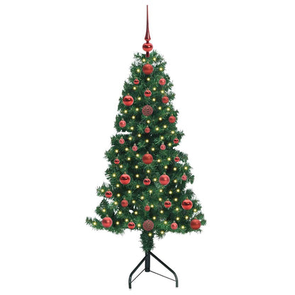 Hoek Kunstkerstboom met 150 LED Groen 120 cm PVC en Metaal