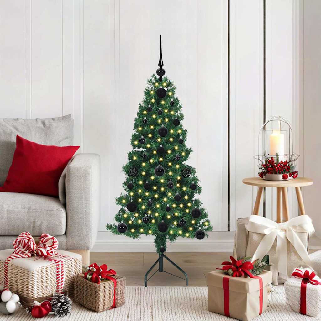 Hoek Kunstkerstboom met 150 LED Groen 120 cm PVC en Metaal