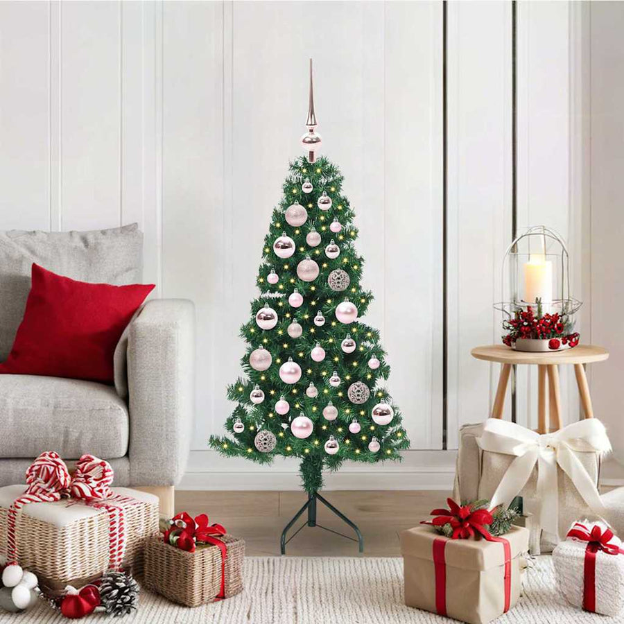 Hoek Kunstkerstboom met 150 LED Groen 120 cm PVC en Metaal