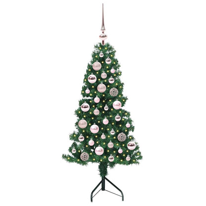 Hoek Kunstkerstboom met 150 LED Groen 120 cm PVC en Metaal