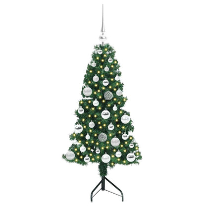 Hoek Kunstkerstboom met 150 LED Groen 120 cm PVC en Metaal
