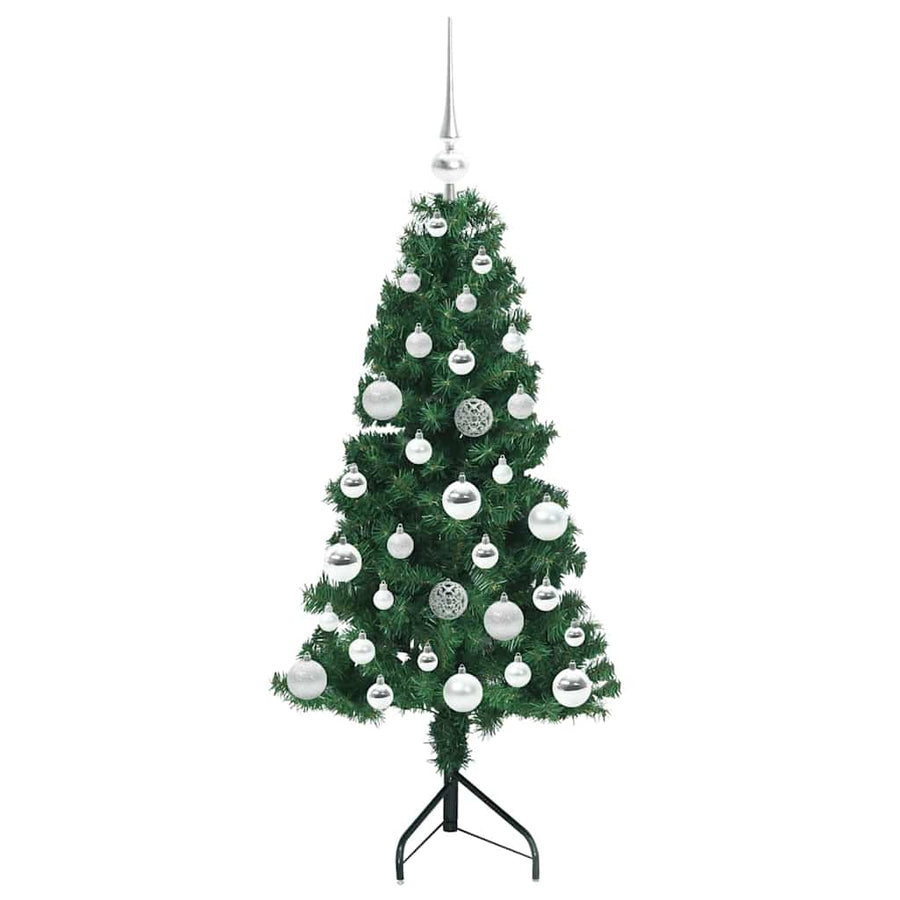 Hoek Kunstkerstboom met 150 LED Groen 120 cm PVC en Metaal