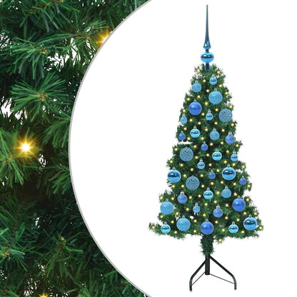 Hoek Kunstkerstboom met 150 LED Groen 120 cm PVC en Metaal