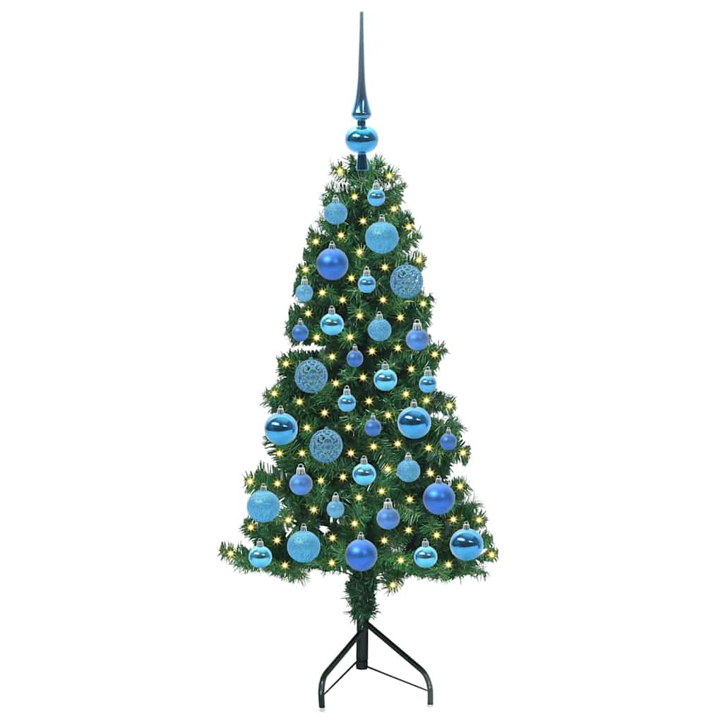 Hoek Kunstkerstboom met 150 LED Groen 120 cm PVC en Metaal