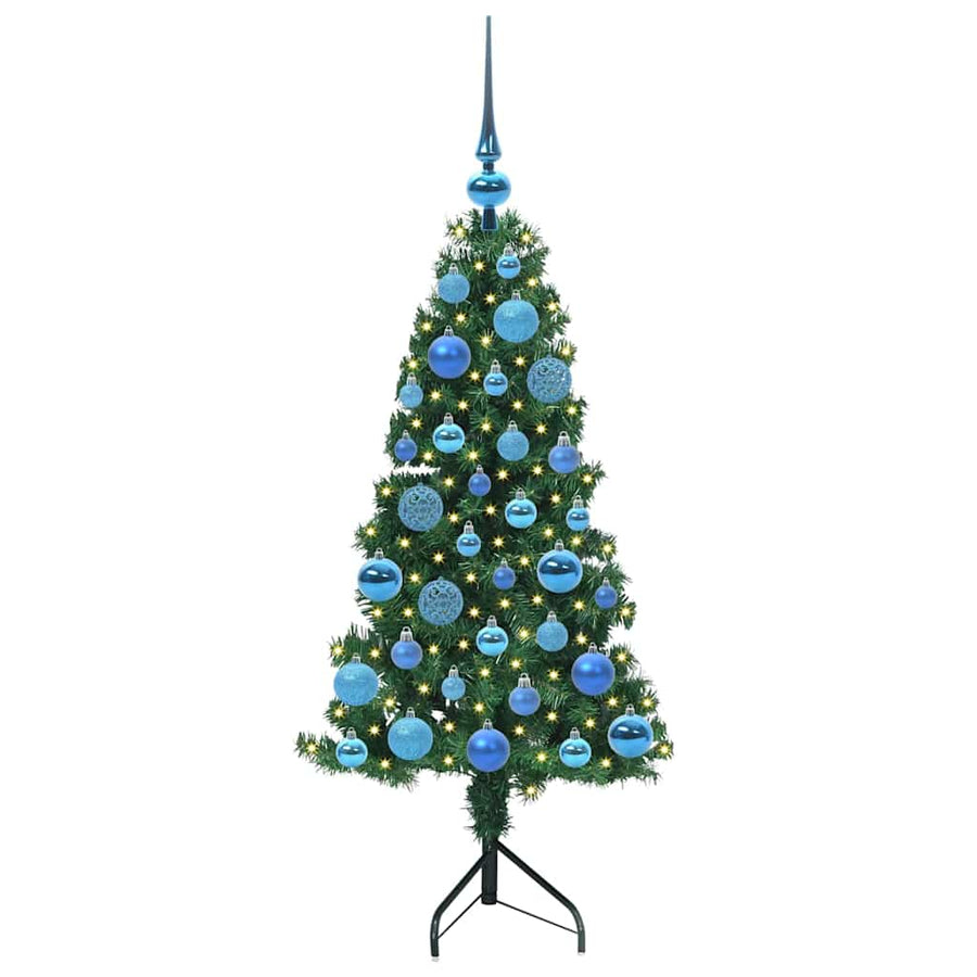 Hoek Kunstkerstboom met 150 LED Groen 120 cm PVC en Metaal