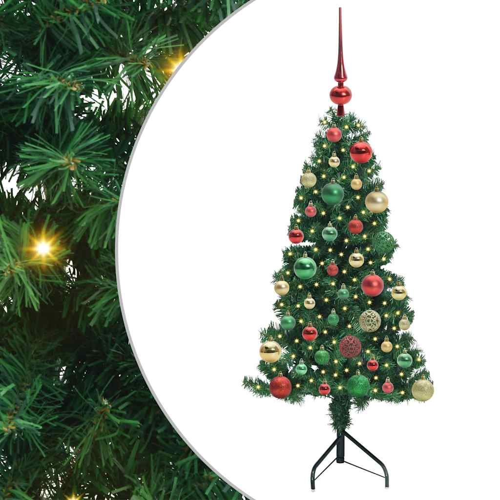 Hoek Kunstkerstboom met 150 LED Groen 120 cm PVC en Metaal