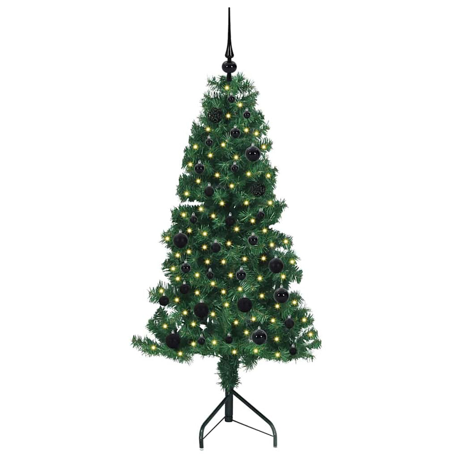 Hoek Kunstkerstboom met 150 LED Groen 150 cm PVC en Metaal