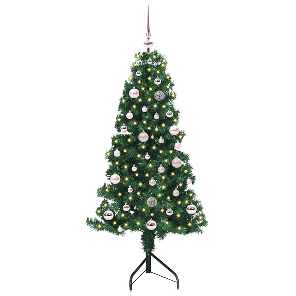 Hoek Kunstkerstboom met 150 LED Groen 150 cm PVC en Metaal