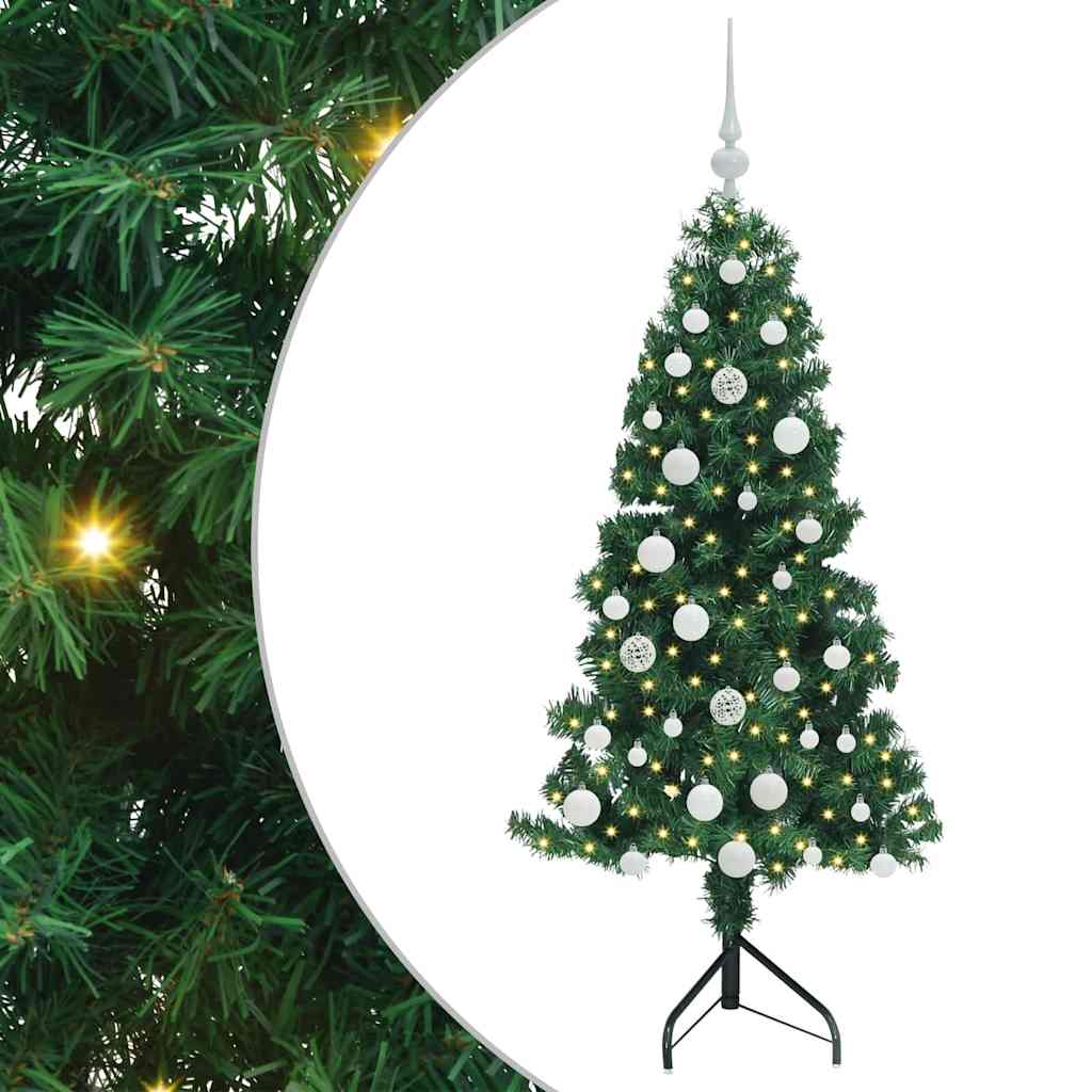 Hoek Kunstkerstboom met 150 LED Groen 150 cm PVC en Metaal