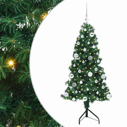 Hoek Kunstkerstboom met 150 LED Groen 150 cm PVC en Metaal