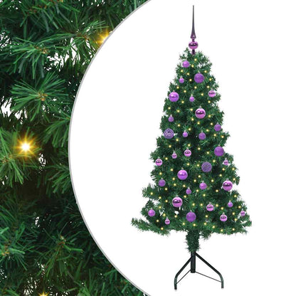 Hoek Kunstkerstboom met 150 LED Groen 150 cm PVC en Metaal