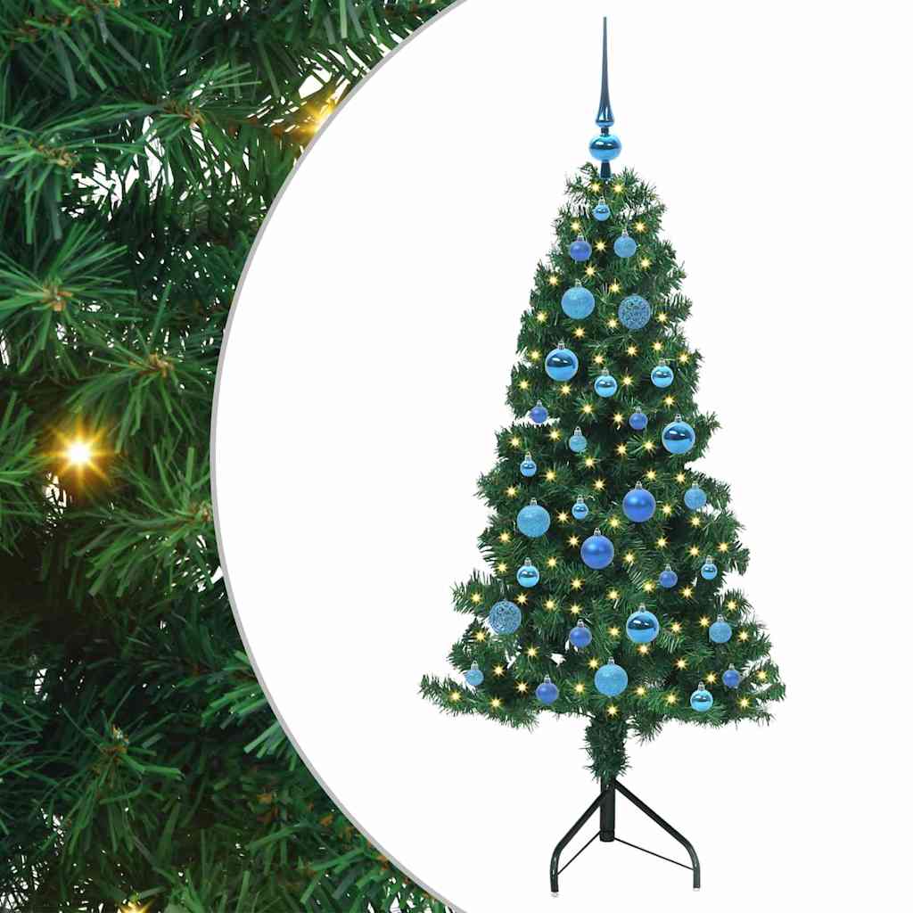 Hoek Kunstkerstboom met 150 LED Groen 150 cm PVC en Metaal