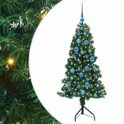 Hoek Kunstkerstboom met 150 LED Groen 150 cm PVC en Metaal