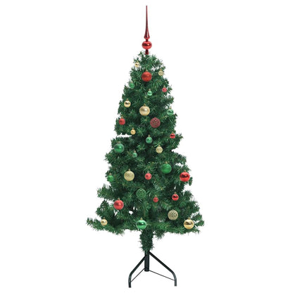 Hoek Kunstkerstboom met 150 LED Groen 150 cm PVC en Metaal