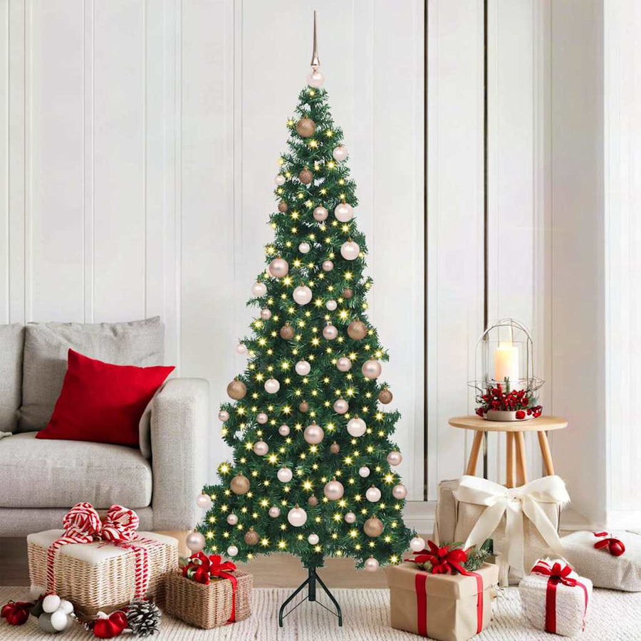 Hoek Kunstkerstboom met 300 LED Groen 180 cm PVC en Metaal