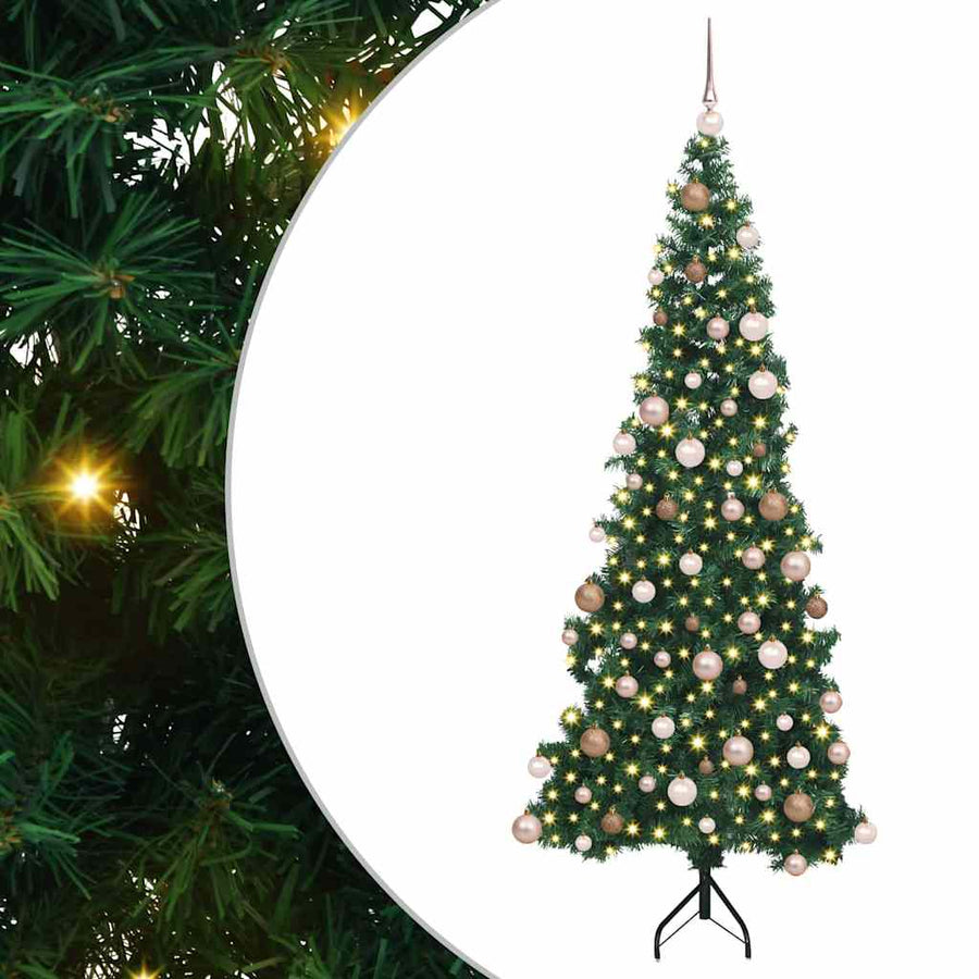 Hoek Kunstkerstboom met 300 LED Groen 180 cm PVC en Metaal